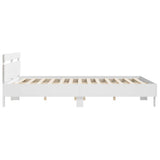 Bed Frame with LED without Mattress White 183x203 cm King - Low Angle