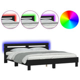 Bed Frame with LED without Mattress Black 183x203 cm King - Front View