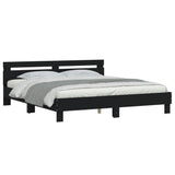 Bed Frame with LED without Mattress Black 183x203 cm King - Side View
