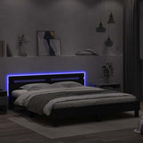 Bed Frame with LED without Mattress Black 183x203 cm King - Top-Down View