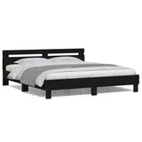 Bed Frame with LED without Mattress Black 183x203 cm King - 45-Degree Angle
