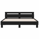 Bed Frame with LED without Mattress Black 183x203 cm King