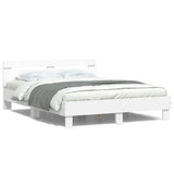 Bed Frame with LED without Mattress White 150x200 cm - 45-Degree Angle