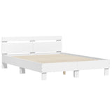 Bed Frame with LED without Mattress White 150x200 cm - Rear View