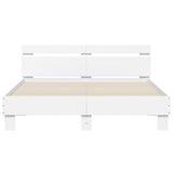 Bed Frame with LED without Mattress White 150x200 cm - Close-Up Angle