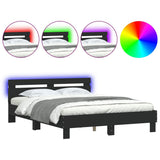 Bed Frame with LED without Mattress Black 150x200 cm - Front View
