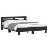 Bed Frame with LED without Mattress Black 150x200 cm - Side View