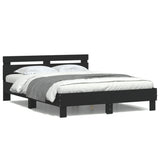 Bed Frame with LED without Mattress Black 150x200 cm - 45-Degree Angle
