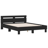 Bed Frame with LED without Mattress Black 150x200 cm - Rear View