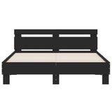 Bed Frame with LED without Mattress Black 150x200 cm