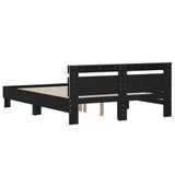 Bed Frame with LED without Mattress Black 150x200 cm - Extra Image