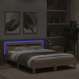 Bed Frame with LED without Mattress Sonoma Oak 150x200 cm - Top-Down View