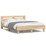Bed Frame with LED without Mattress Sonoma Oak 150x200 cm - 45-Degree Angle