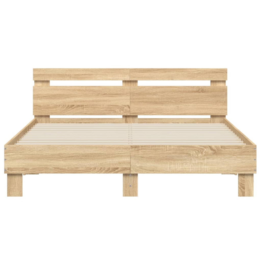 Bed Frame with LED without Mattress Sonoma Oak 150x200 cm