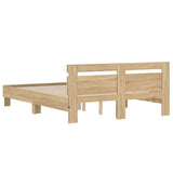 Bed Frame with LED without Mattress Sonoma Oak 150x200 cm - Extra Image