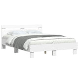 Bed Frame with LED without Mattress White 135x190 cm - Side View