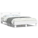 Bed Frame with LED without Mattress White 135x190 cm - 45-Degree Angle