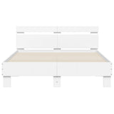 Bed Frame with LED without Mattress White 135x190 cm - Close-Up Angle
