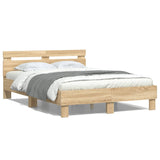 Bed Frame with LED without Mattress Sonoma Oak 135x190 cm - 45-Degree Angle