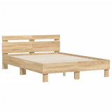 Bed Frame with LED without Mattress Sonoma Oak 135x190 cm - Rear View