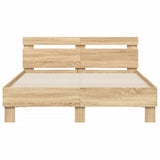 Bed Frame with LED without Mattress Sonoma Oak 135x190 cm