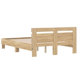 Bed Frame with LED without Mattress Sonoma Oak 135x190 cm - Extra Image