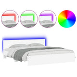 Bed Frame with LED without Mattress White 183x203 cm King - Front View