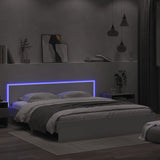 Bed Frame with LED without Mattress White 183x203 cm King