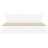 Bed Frame with LED without Mattress White 183x203 cm King