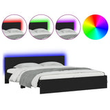 Bed Frame with LED without Mattress Black 183x203 cm King - Front View