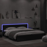 Bed Frame with LED without Mattress Black 183x203 cm King - Top-Down View
