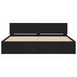 Bed Frame with LED without Mattress Black 183x203 cm King