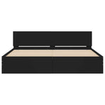 Bed Frame with LED without Mattress Black 183x203 cm King