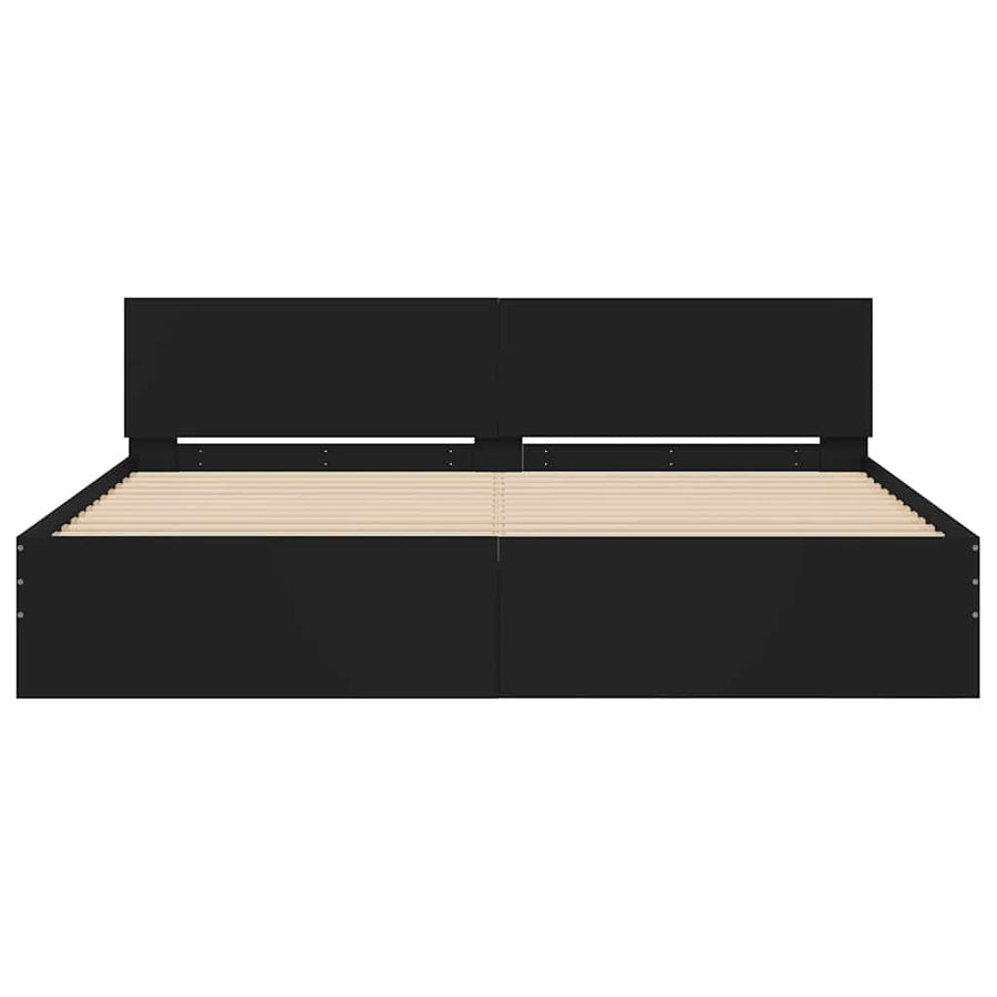 Bed Frame with LED without Mattress Black 183x203 cm King