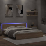 Bed Frame with LED without Mattress Sonoma Oak 183x203 cm King - Top-Down View