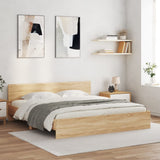 Bed Frame with LED without Mattress Sonoma Oak 183x203 cm King