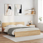 Bed Frame with LED without Mattress Sonoma Oak 180x200 cm