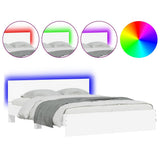 Bed Frame with LED without Mattress White 150x200 cm - Front View