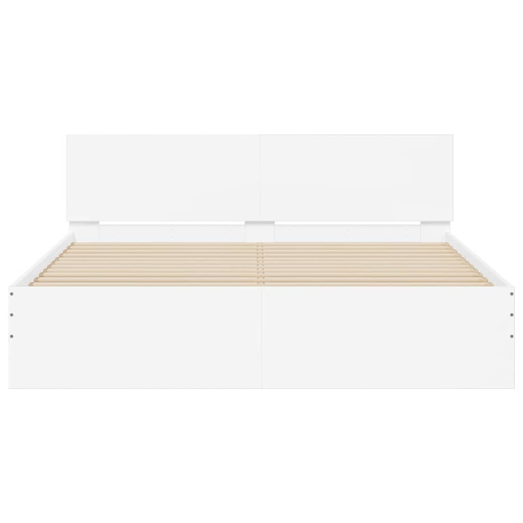 Bed Frame with LED without Mattress White 150x200 cm