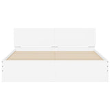 Bed Frame with LED without Mattress White 150x200 cm