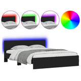 Bed Frame with LED without Mattress Black 150x200 cm - Front View