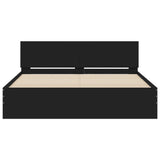 Bed Frame with LED without Mattress Black 150x200 cm