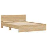 Bed Frame with LED without Mattress Sonoma Oak 150x200 cm - Rear View