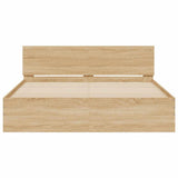 Bed Frame with LED without Mattress Sonoma Oak 150x200 cm - Close-Up Angle