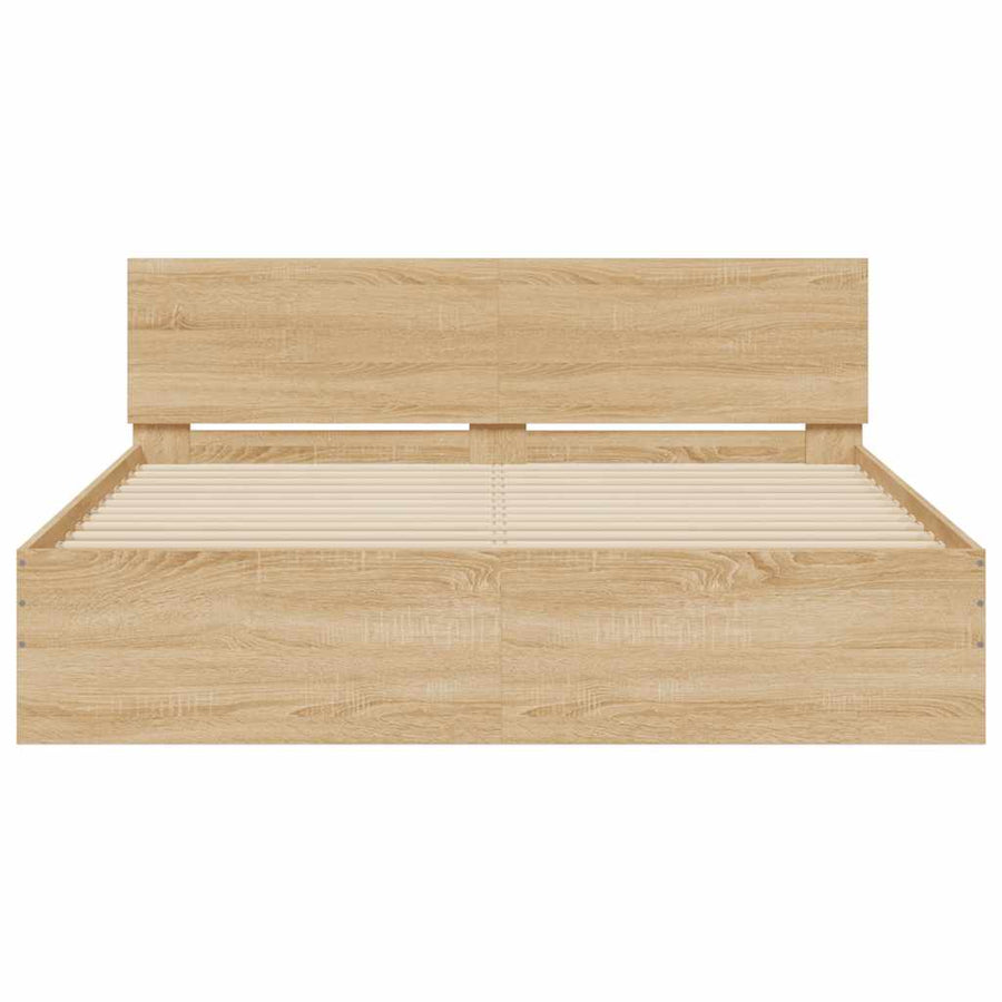 Bed Frame with LED without Mattress Sonoma Oak 150x200 cm