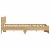 Bed Frame with LED without Mattress Sonoma Oak 150x200 cm - Low Angle