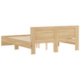 Bed Frame with LED without Mattress Sonoma Oak 150x200 cm - Extra Image