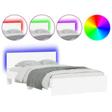 Bed Frame with LED without Mattress White 135x190 cm - Front View