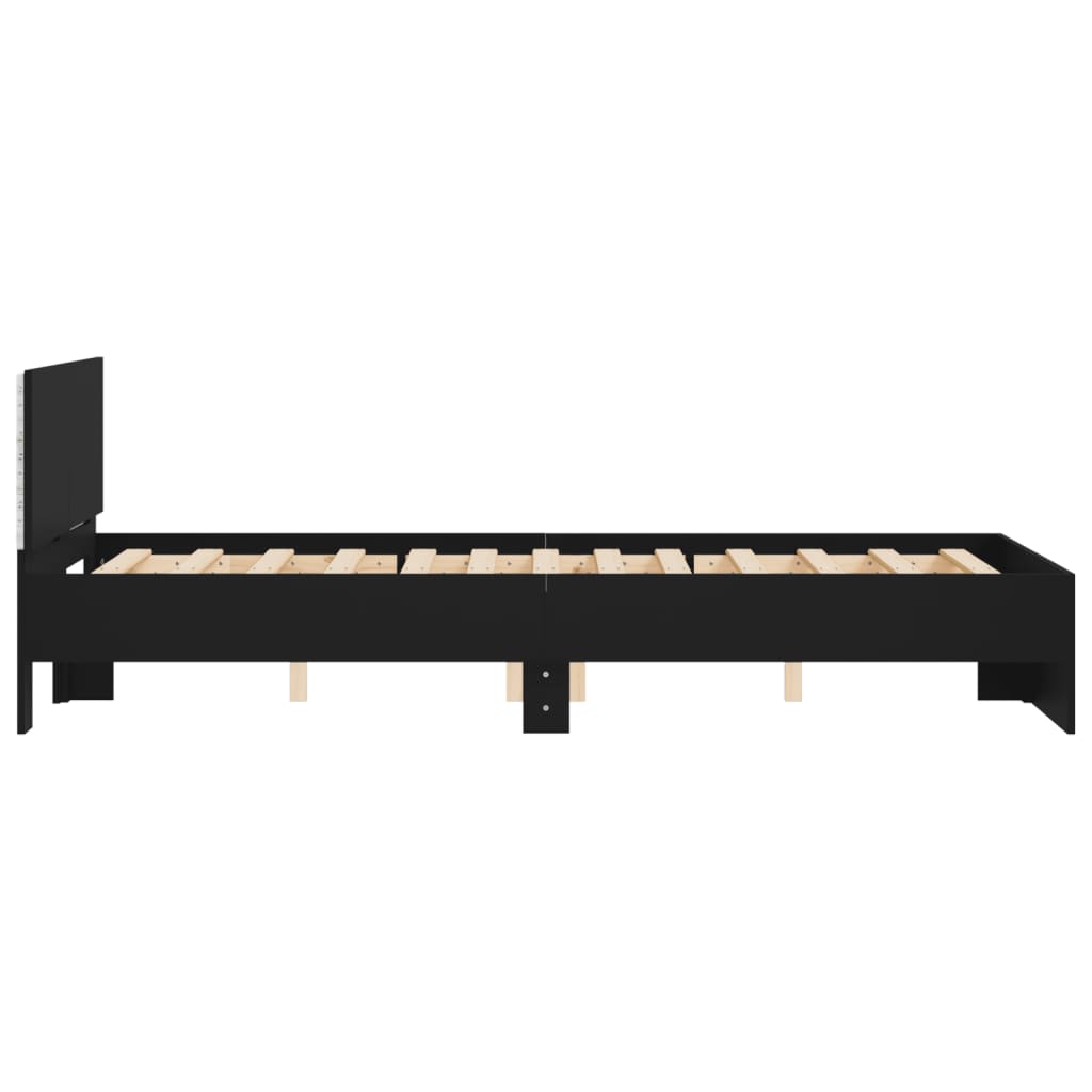 Bed Frame with LED without Mattress Black 135x190 cm