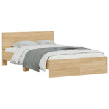 Bed Frame with LED without Mattress Sonoma Oak 135x190 cm - Side View